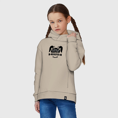 Детское худи оверсайз Little monster - girl - пара / Миндальный – фото 3