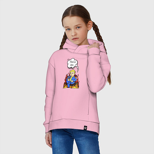 Детское худи оверсайз Vault boy in the fire / Светло-розовый – фото 3
