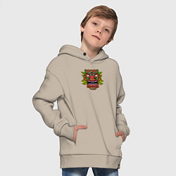 Толстовка оверсайз детская Тики маска в листьях, цвет: миндальный — фото 2