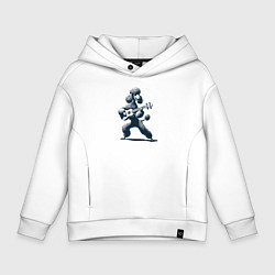 Толстовка оверсайз детская Пудель играет на гитаре укулеле, цвет: белый