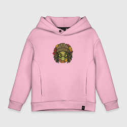 Толстовка оверсайз детская Хищник в вязаной шапке, цвет: светло-розовый