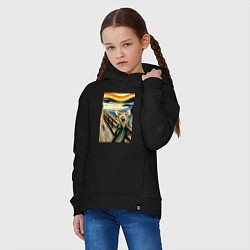Толстовка оверсайз детская Мышка кричит на картине Эдварда Мунка - мем искусс, цвет: черный — фото 2