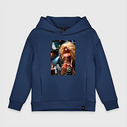 Толстовка оверсайз детская Барби с фонариком забралась на чердак в ночь на хэ, цвет: тёмно-синий