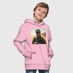 Толстовка оверсайз детская Боец с винтовкой, цвет: светло-розовый — фото 2