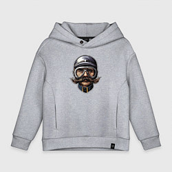 Толстовка оверсайз детская Усы на скорости, цвет: меланж