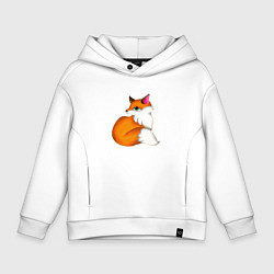 Толстовка оверсайз детская Лисичка на чиле, цвет: белый