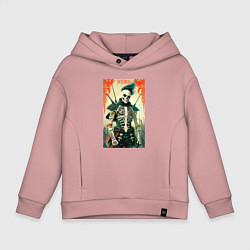 Толстовка оверсайз детская Готический скелет - хэллоуин, цвет: пыльно-розовый