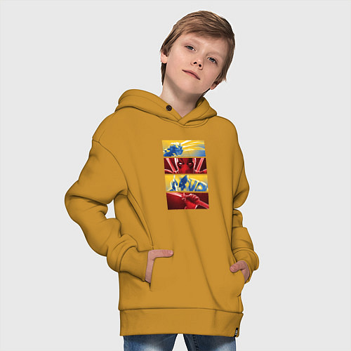 Детское худи оверсайз Дэдпул и Росомаха - комикс / Горчичный – фото 4