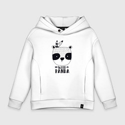Толстовка оверсайз детская Wild panda, цвет: белый