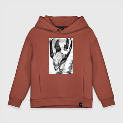 Толстовка оверсайз детская Дандадан: Кэн Такакура, цвет: кирпичный