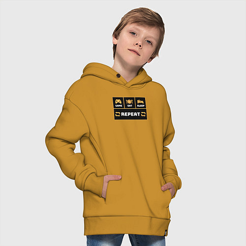 Детское худи оверсайз Еда сон игра / Горчичный – фото 4