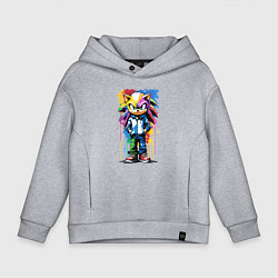 Толстовка оверсайз детская Ёжик Соник - граффити, цвет: меланж