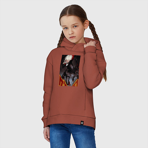 Детское худи оверсайз Дандадан: Кэн Такакура / Кирпичный – фото 3