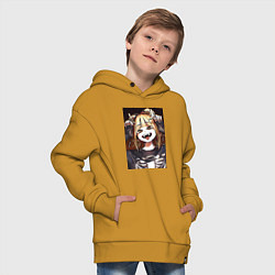 Толстовка оверсайз детская Песнь ночных сов Надзуна Нанакуса, цвет: горчичный — фото 2