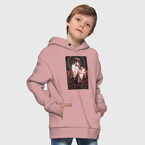 Детское худи оверсайз Геншин Ху Тао / Пыльно-розовый – фото 4