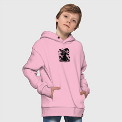 Толстовка оверсайз детская Черный кот в шляпе ведьмы тату, цвет: светло-розовый — фото 2