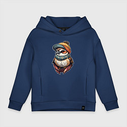 Толстовка оверсайз детская Модный воробей, цвет: тёмно-синий