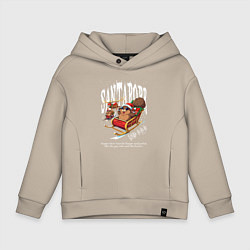 Толстовка оверсайз детская Санта бобр курва, цвет: миндальный