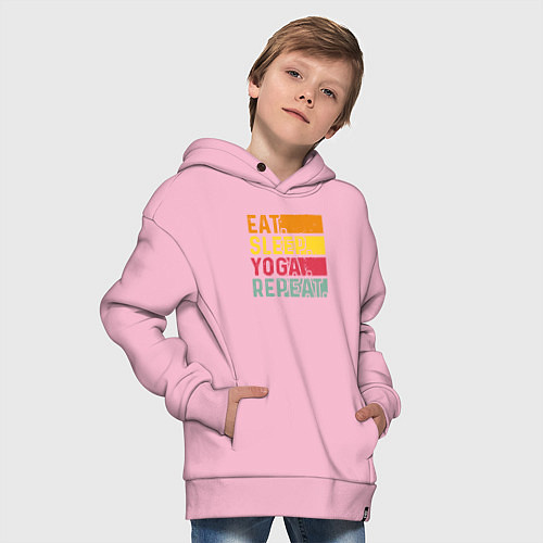 Детское худи оверсайз Сон еда йога / Светло-розовый – фото 4