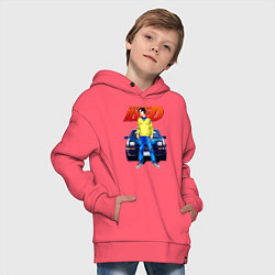 Толстовка оверсайз детская Такуми & АЕ86, цвет: коралловый — фото 2