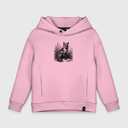 Толстовка оверсайз детская Лиса на природе, цвет: светло-розовый