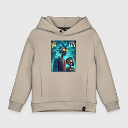 Толстовка оверсайз детская Rick and Morty - cyberpunk fantasy, цвет: миндальный
