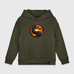 Толстовка оверсайз детская Mortal kombat logotype, цвет: хаки