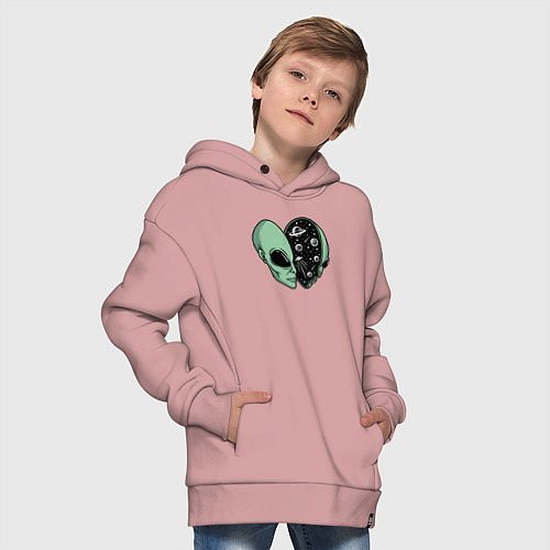 Детское худи оверсайз Space alien / Пыльно-розовый – фото 4