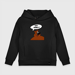Толстовка оверсайз детская Медведь хочет мёд, цвет: черный