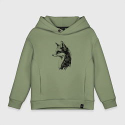 Толстовка оверсайз детская Лис-андроид, цвет: авокадо