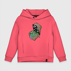 Толстовка оверсайз детская Книга приключений, цвет: коралловый