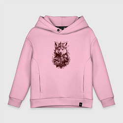 Толстовка оверсайз детская Нарядная лиса, цвет: светло-розовый