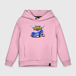 Толстовка оверсайз детская Cool hedgehog - Sonic racing team, цвет: светло-розовый