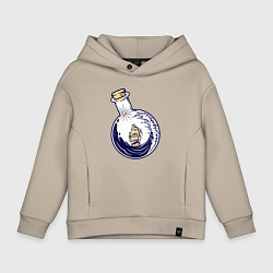 Толстовка оверсайз детская Парусник в колбе, цвет: миндальный