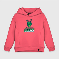 Толстовка оверсайз детская Milwaukee Bucks NBA, цвет: коралловый