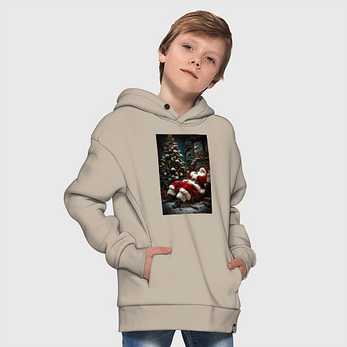 Детское худи оверсайз Дед мороз отдыхает / Миндальный – фото 4
