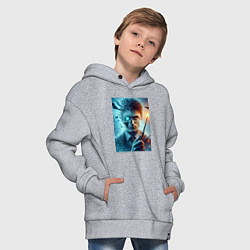 Толстовка оверсайз детская Harry Potter - wizard with magic stick, цвет: меланж — фото 2