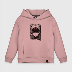 Толстовка оверсайз детская Иллюстрация голубоглазой девушки, цвет: пыльно-розовый