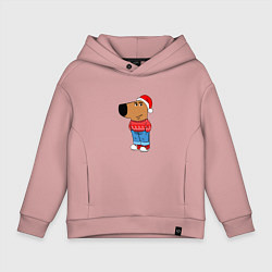 Толстовка оверсайз детская Чиловый парень- новогодний, цвет: пыльно-розовый