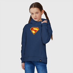 Толстовка оверсайз детская Супермен Джеймса Ганна лого, цвет: тёмно-синий — фото 2
