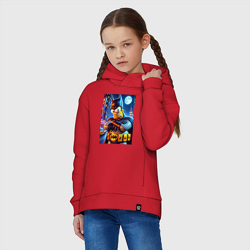 Детское худи оверсайз Batsimpson - ai art collaboration / Красный – фото 3