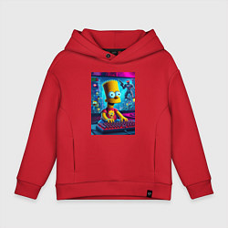 Толстовка оверсайз детская Барт Симпсон увлёкся игрой, цвет: красный