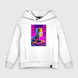 Толстовка оверсайз детская Bart Simpson - cyber gamer, цвет: белый