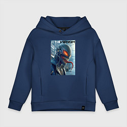 Толстовка оверсайз детская Перерождение ядовитой слизи в киберпанк - Веном, цвет: тёмно-синий