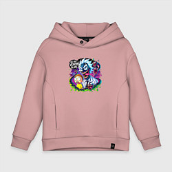 Толстовка оверсайз детская Rick and Morty - we are Venom slime, цвет: пыльно-розовый