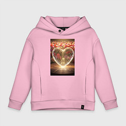 Детское худи оверсайз Кристальное сердце на фоне роз