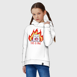 Толстовка оверсайз детская Cat - this is fine, цвет: белый — фото 2