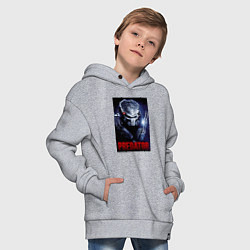 Толстовка оверсайз детская Predator in the helmet, цвет: меланж — фото 2