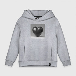 Толстовка оверсайз детская Большое чёрное сердце, цвет: меланж