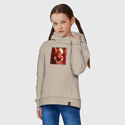 Толстовка оверсайз детская Ангел любви с сердцем в руках, цвет: миндальный — фото 2